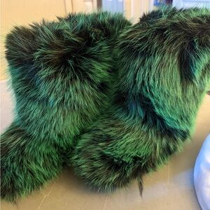 Green Faux Fur Boots